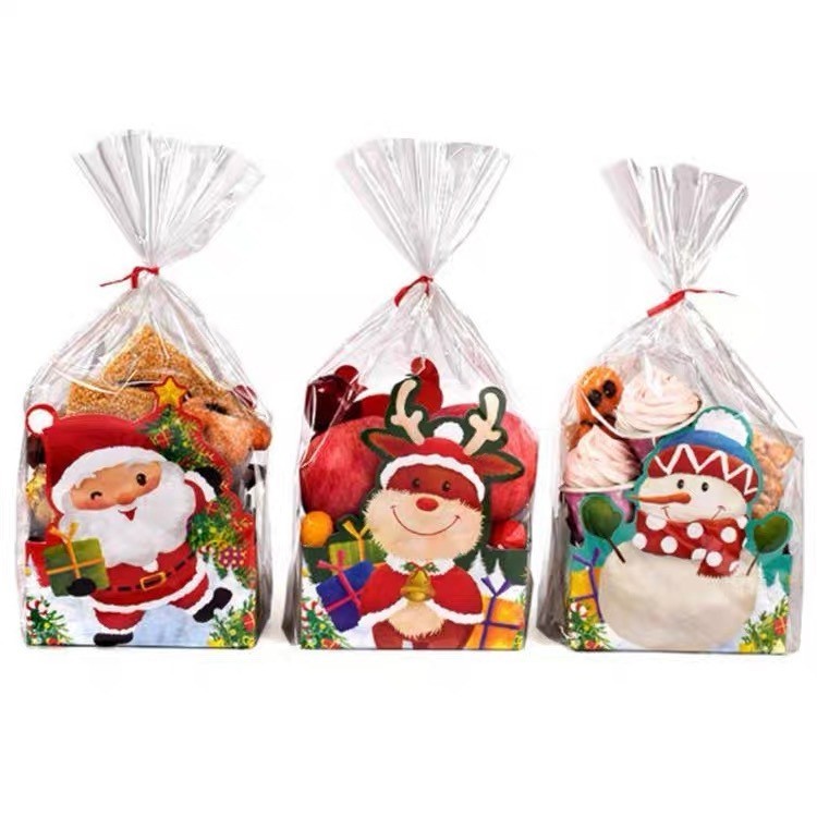 

[HARGA 1PCS] PLASTIK ROTI SNACK NATAL plastik bingkisan souvenir natal + paper + kawat pengikat plastik kue kering hampers natal (CPOUCH-2)