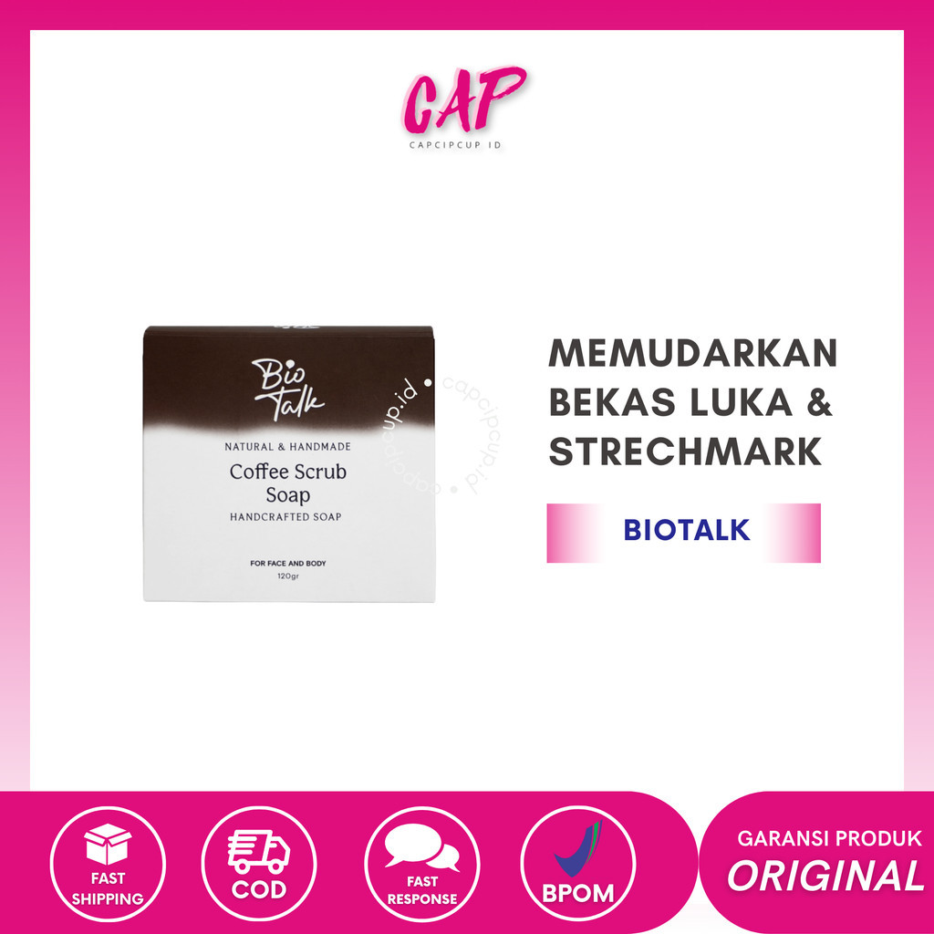 CAP - BIOTALK Coffee Scrub Soap | 120 gram | No SLS/SLES | Sabun Mandi Kopi Natural Handmade untuk B