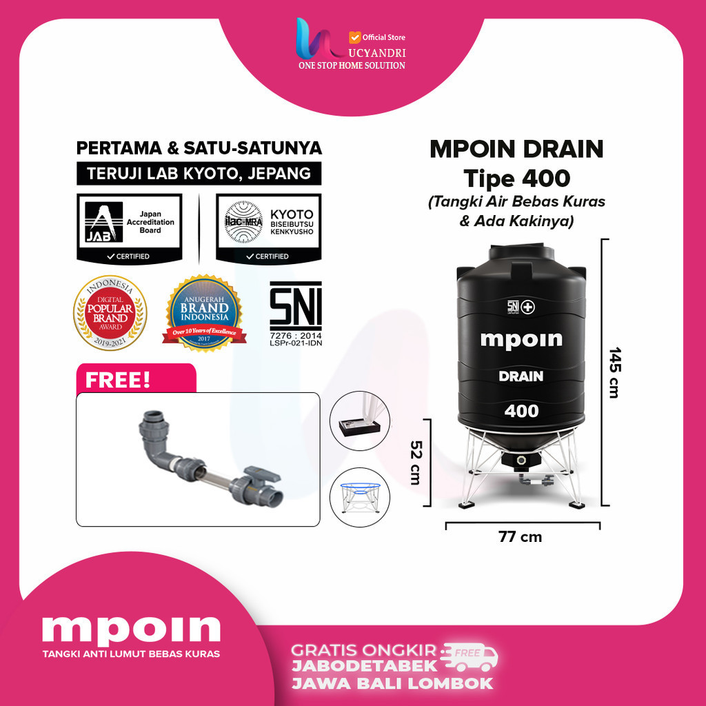 Harga Tangki Air MPOIN 350 Liter Toren Mpoin Plus 400 Drain Tandon