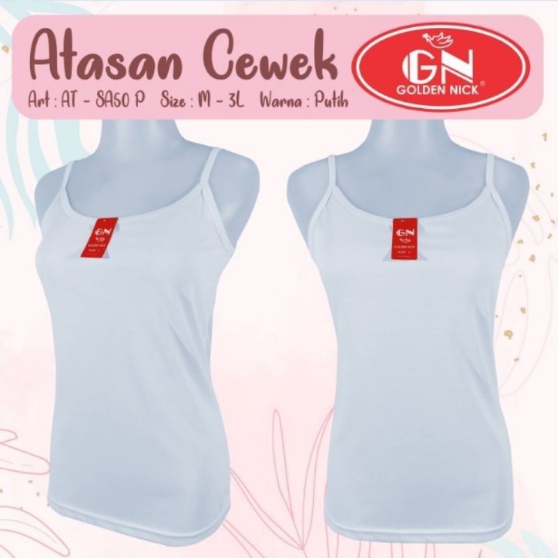 ATHANWEAR | Singlet Wanita Tank Top GOLDEN NICK Tali Kecil Kualitas Super Putih