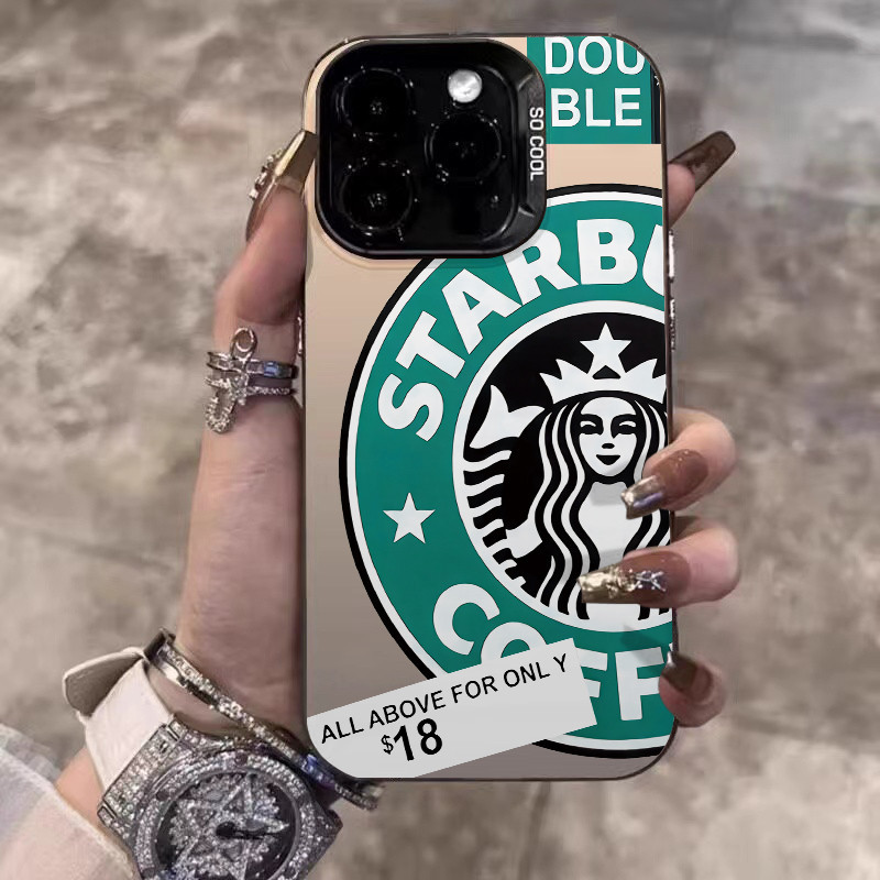 Starbucks label fashion trend Case iPhone 11 12 13 14 15 Pro Max Casing 7+ 8 Plus XS X XR Dirt Resis