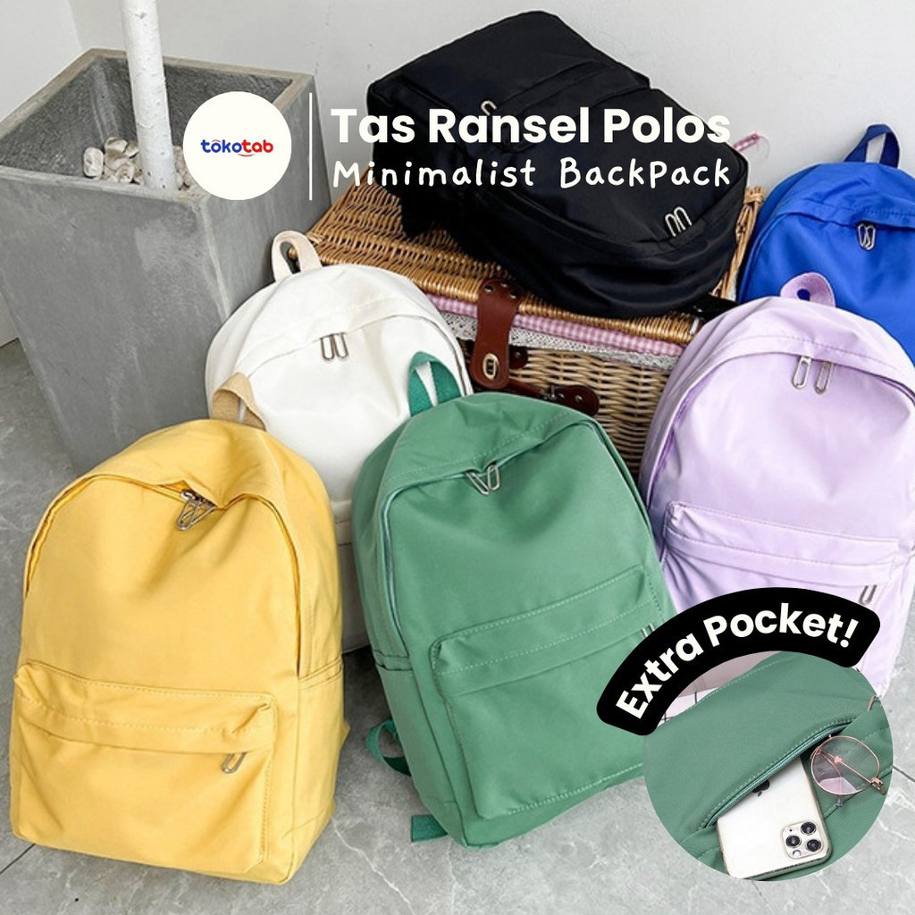 Tokotab - Tas Ransel Sekolah Motif Polos Terbaru Tas Sekolah Warna Pastel Polos Tas Sekolah SMA SMP