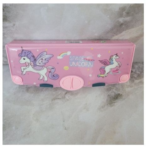 

promo ✨ -Kotak Pensil Kartun Lapisan Ganda Tunggal dengan Rautan Tempat Pensil - KOTAK PINK