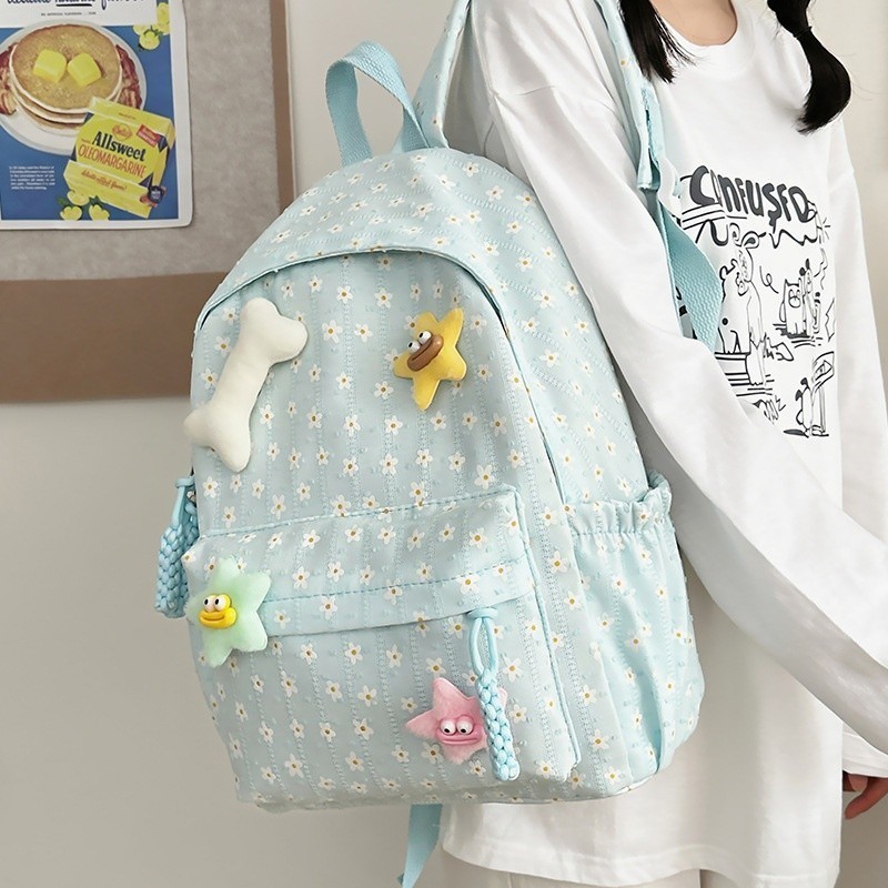 Tas Sekolah Terlihat Baik Tas Sekolah Kapasitas Besar Lembut Bunga Segar Ransel Lucu Siswa Sekolah M