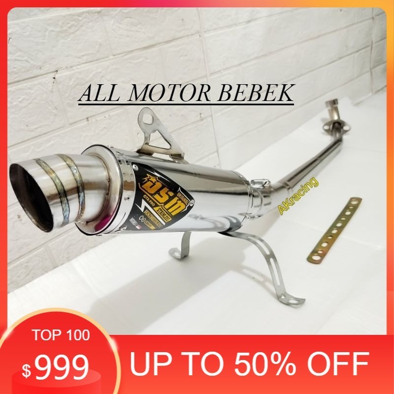 DSM Knalpot Racing DSM Croom Mengkilap Untuk Motor Supra Jupiter Revo Blade Karisma Vega Cripton C70