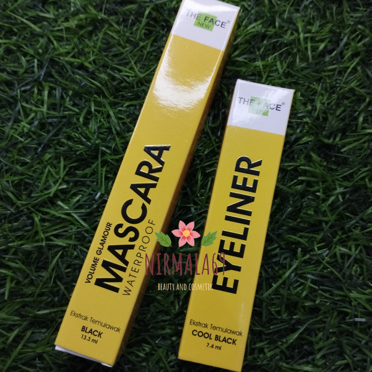 Paket 2in1 The Face Temulawak Mascara+Eyekiner Hitam/maskara waterproof anti air/maskara tahan lama/