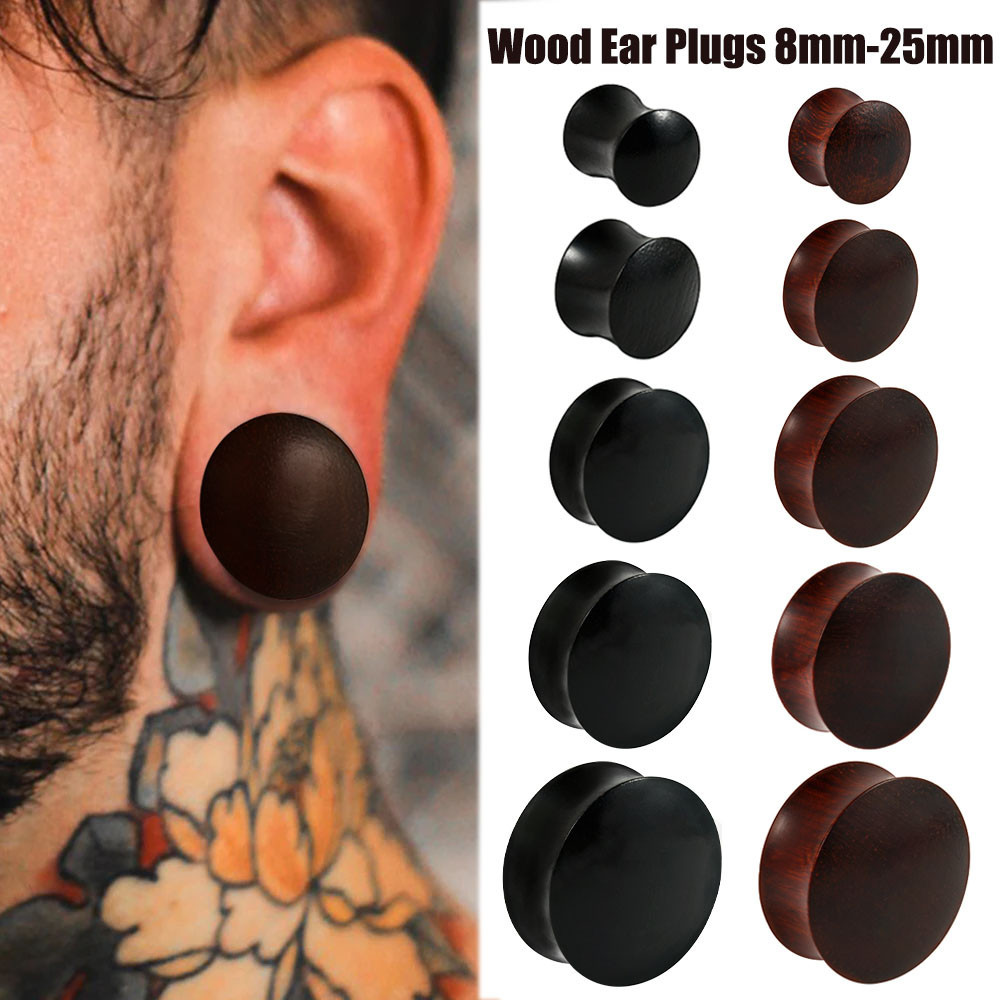 1PAIR Wood Ear Double Flared Plugs Ear Tunnel Plug Flesh Expander Gauge Stretchers Earrings Man Body
