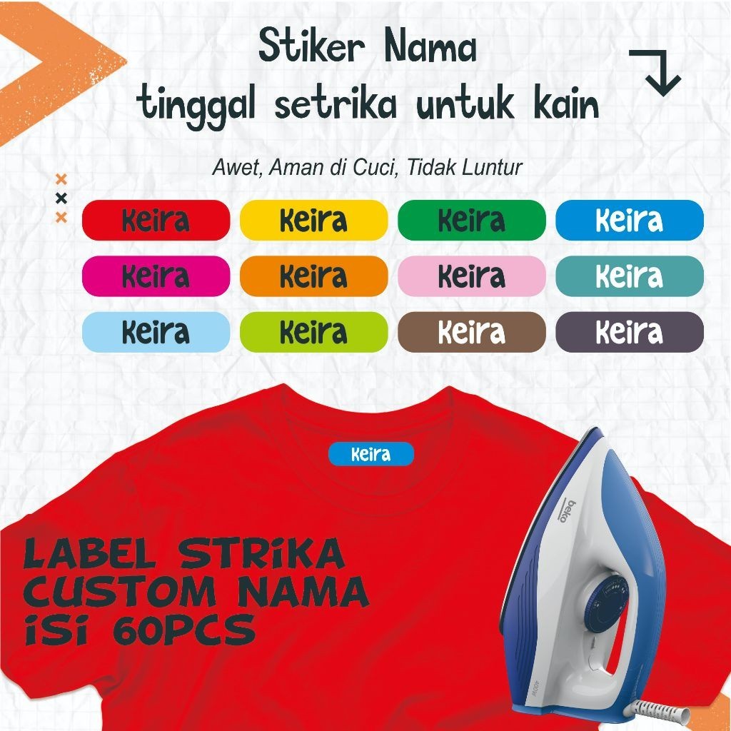 

SIBIL.ID. SEHARI JADI !! Sticker Custom Nama Label Printing Kain / kaos Sablon setrika Gratis Custom Nama (Bukan Bordir tapi Label DTF Bisa Ditempel pakai Setrika)
