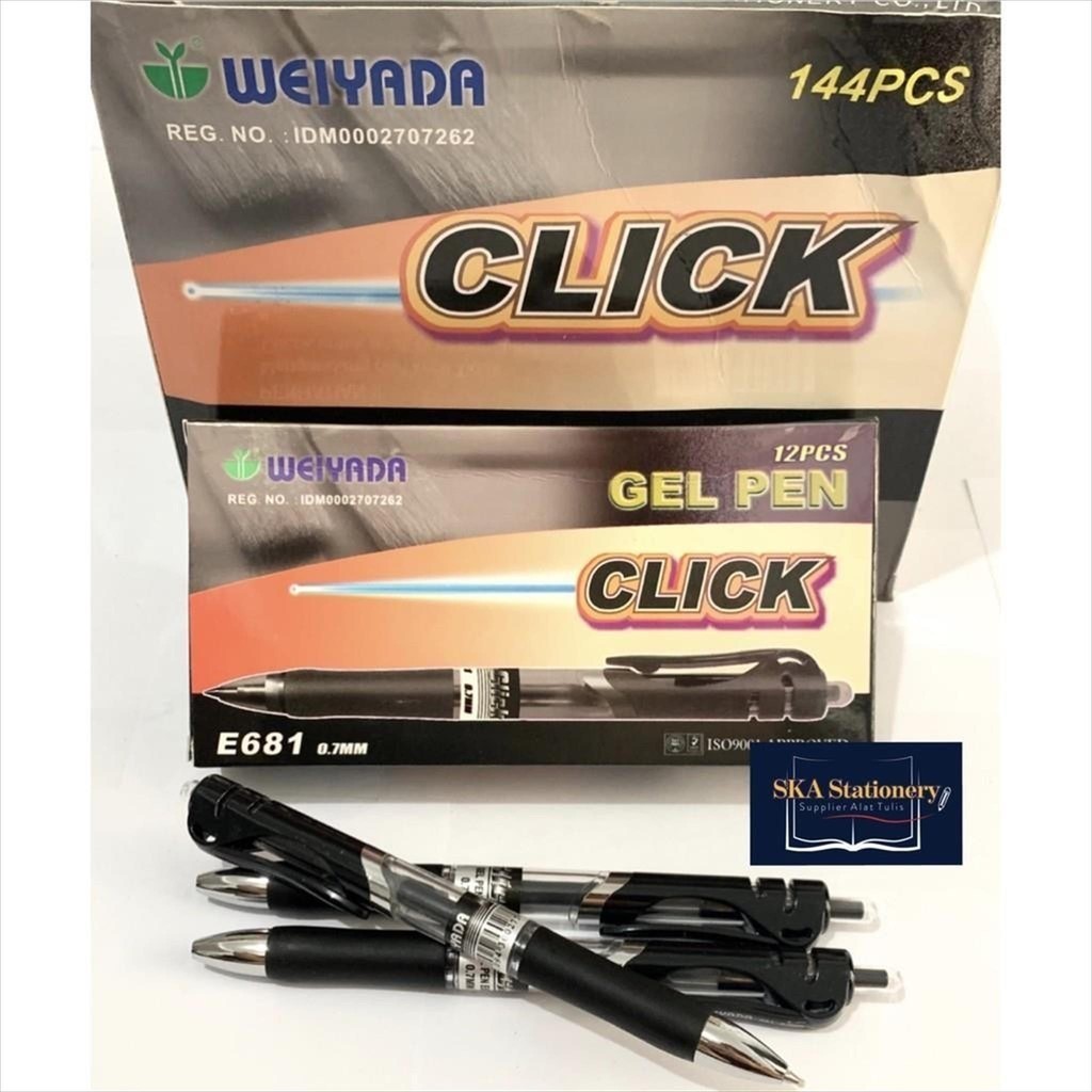 

Bolpen/Ballpoint/Pulpen/Ballpen Gel Weiyada E681 Hitam Biru (Pcs)