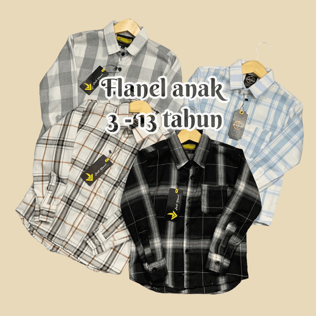 Kemeja Flanel Anak Lengan Panjang Laki - Laki Perempuan 1 2 3 4 5 tahun atasan  baju couple ayah ibu