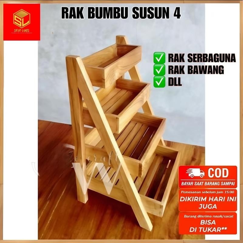 RAK BAWANG SUSUN 4/ RAK SERBAGUNA KAYU JATI/ RAK DAPUR