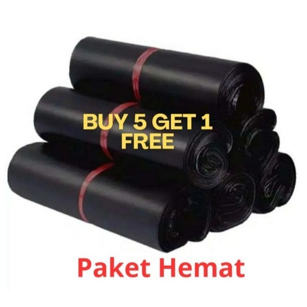 Paket Hemat Beli 5 Gratis 1 Plastik Onlineshop Packing Polymailer Glossy Hitam Plastik Olshop Polime