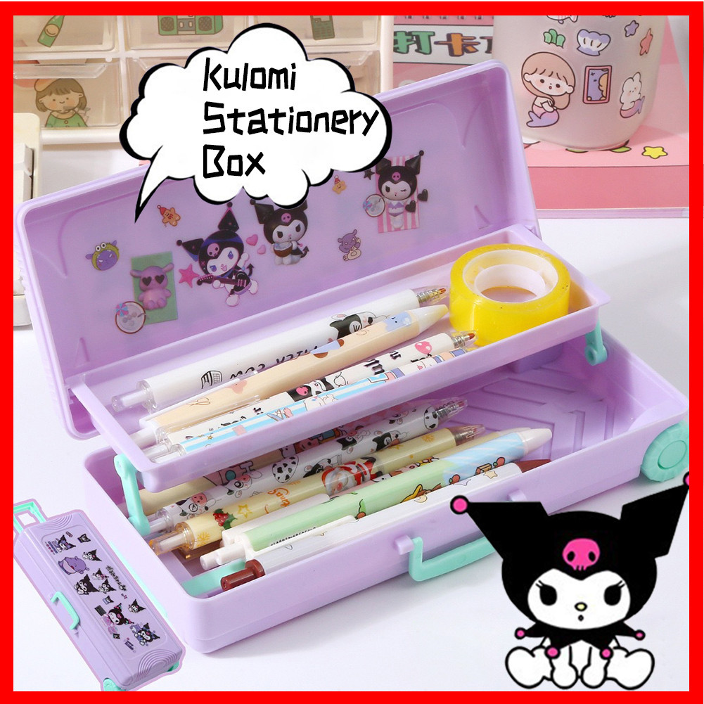 

Sanrio Seri Troli Kotak Pensil Kasus Kuromi Lucu Alat Tulis Anime Kartun Pensil Kasus Anak-anak Kapasitas besar