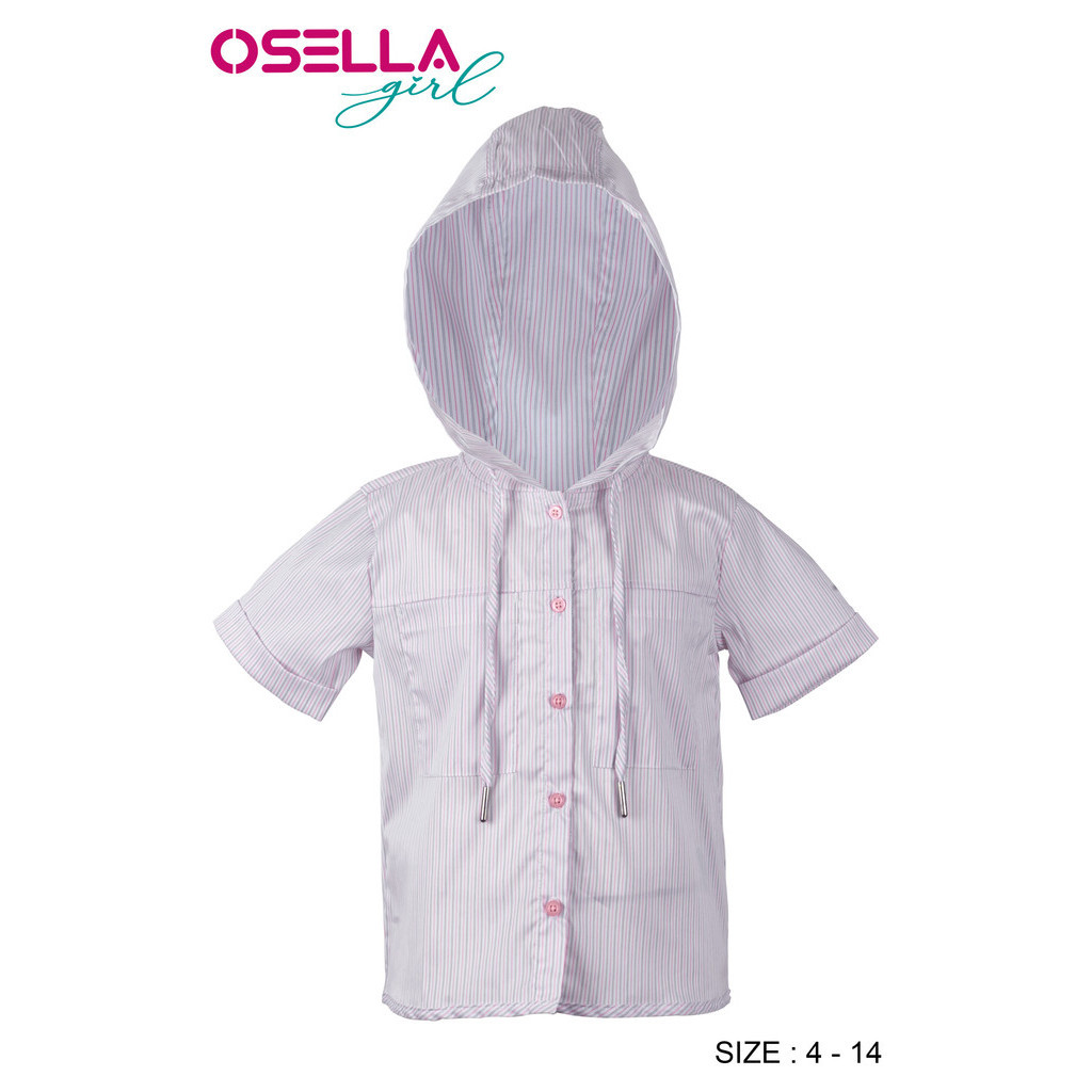 Osella Kids Stripe Hooded Shirt In Pink Stripe Pattern 2336400213 | Kaos Hoodie Lengan Pendek Anak P