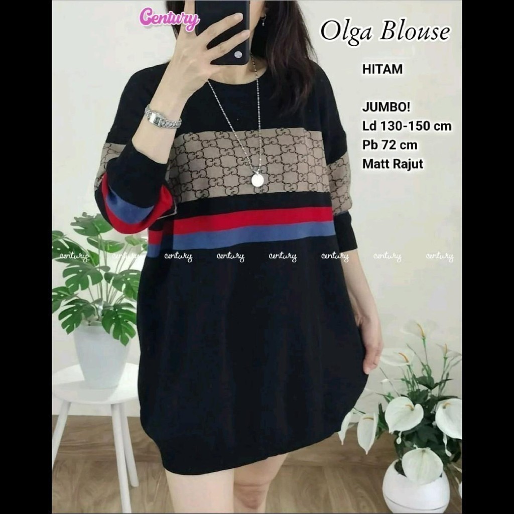 Olga Sweater Atasan Rajut Jumbo Oversize Stretch Motif Garis