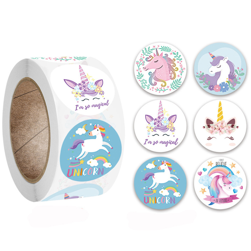 

100-500pcs Cartoon Unicorn Sticker Kids Reward Sticker Gift Decoration Label Teacher Encouragement Student Stationery Stickers