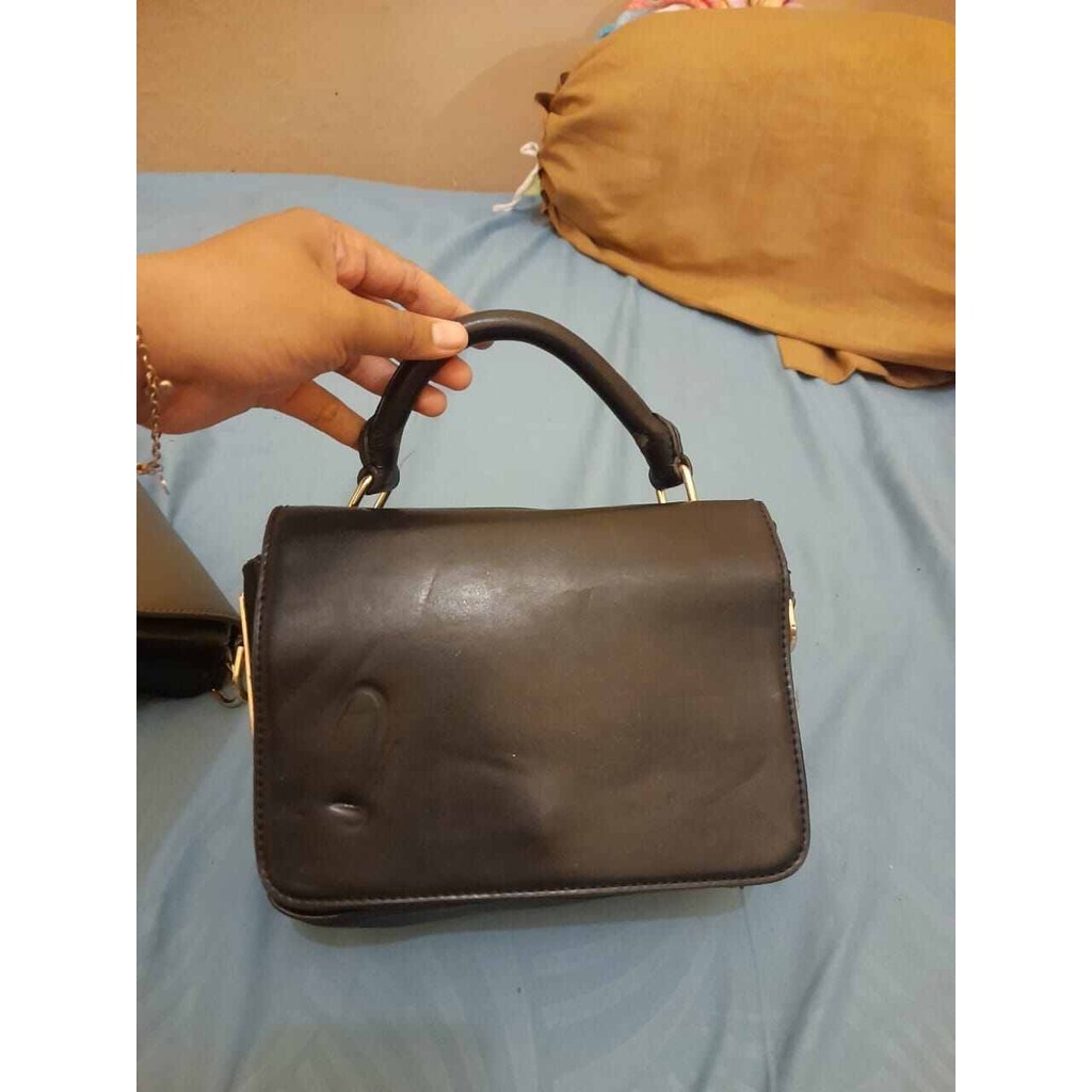 camera bag kulit hitam tanpa rantai