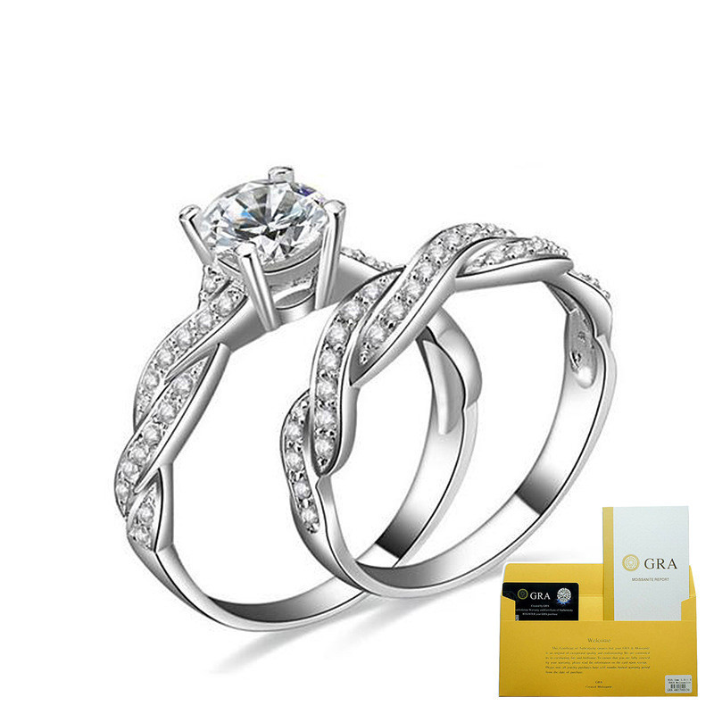 (With Gra Certificate) Lingering Cincin Pasangan Cinta S925 WANITA 1 Karat Moissanite Cincin Pernika