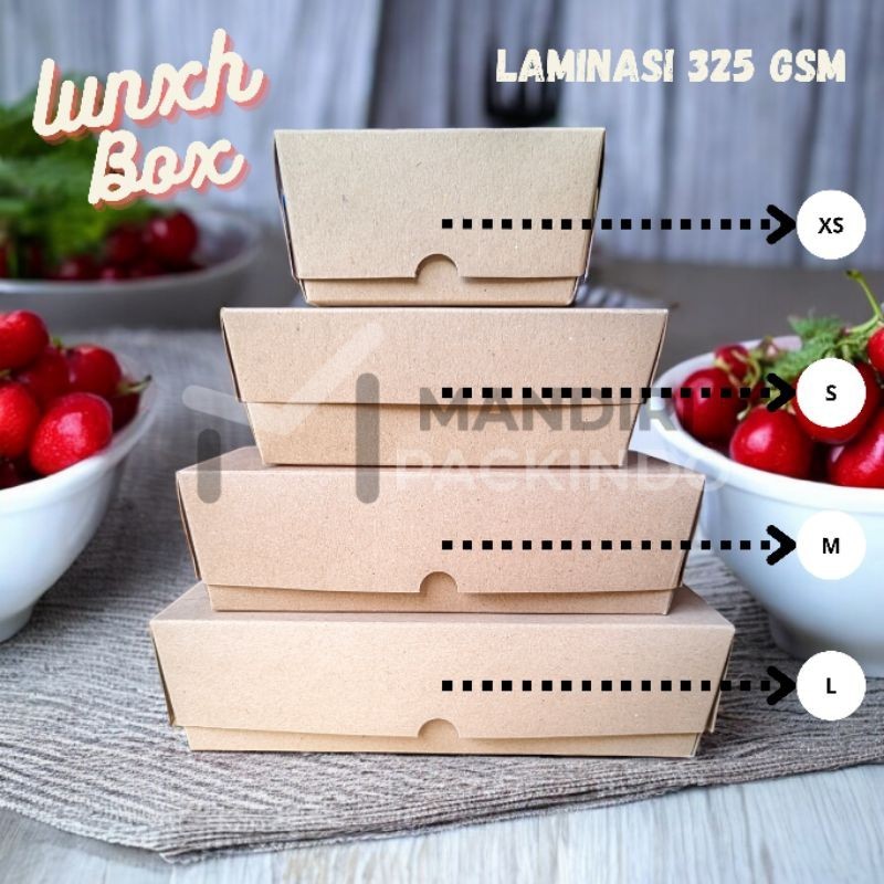Paper Lunch Box laminasi 325 gsm | paper kraft lunch box exstra small medium large 325 Gsm