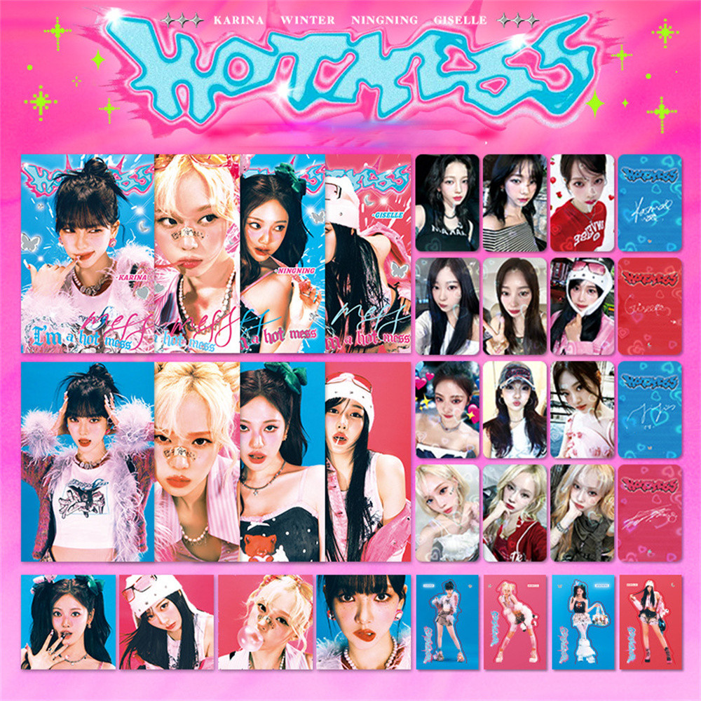 

Kpop Album Hot Mess Gift Pack 7pcs/Set Korean Style Laser LOMO Card Giselle NingNing Karina Winter Fans Collections Gift
