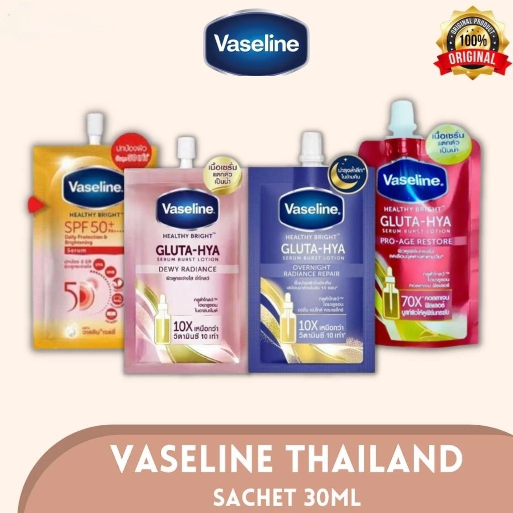 READY STOCK VASELINE GLUTA HYA SERUM BURST LOTION DEWY RADIANCE VASELINE SACHET 30ml