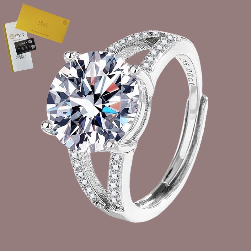 Termasuk Sertifikat GRA 5 Tongkat Tongkat Ratu Baris Cincin Berlian Betina Mozambik Cincin Terbuka