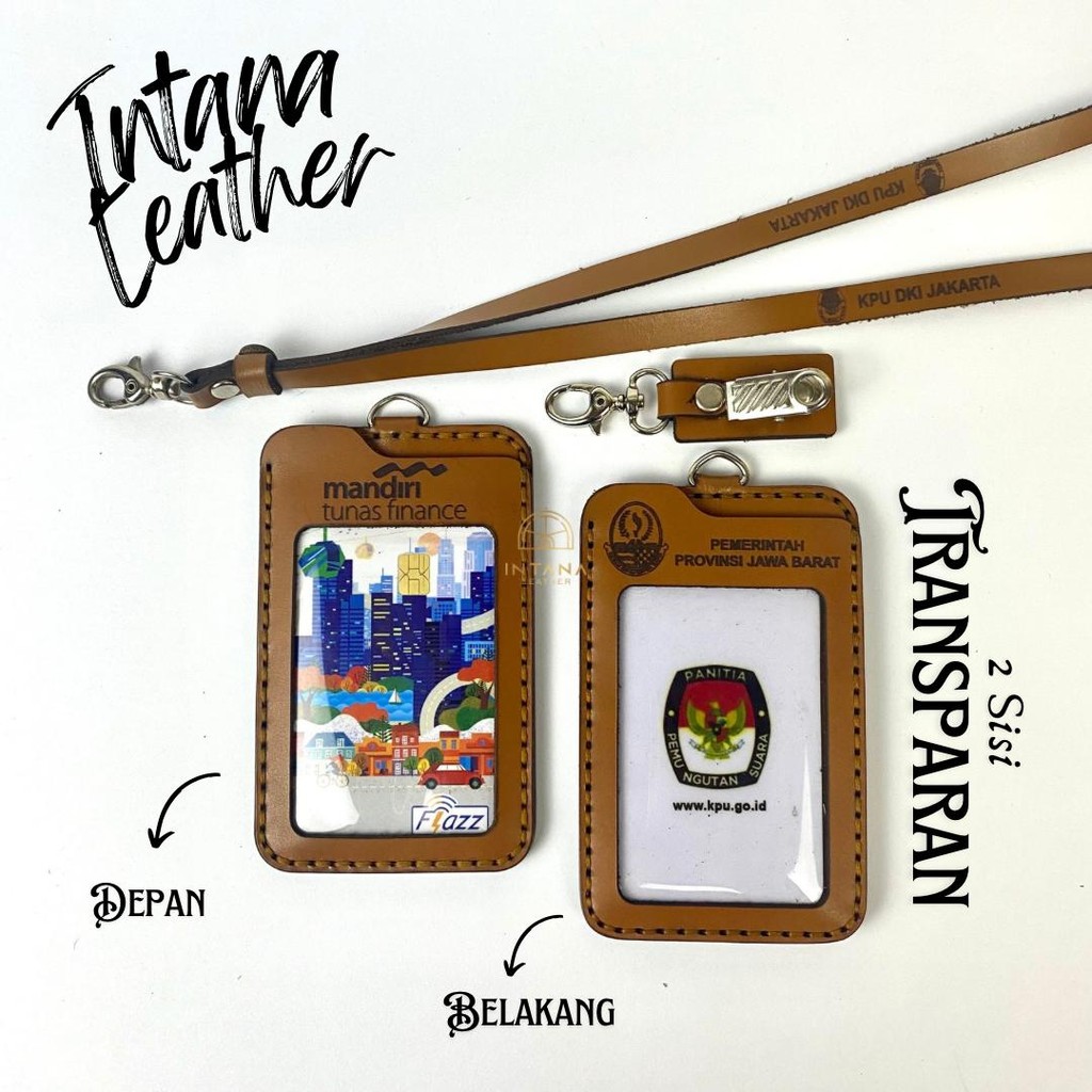 ID Card Holder 2 Sisi Transparan 2 Tempat ID Card Custom Logo