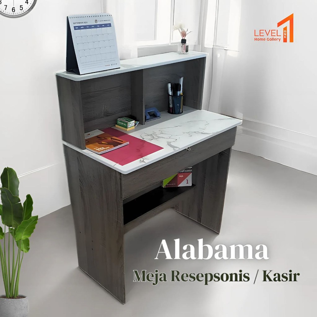 tehniacolection Alabama Meja Kasir 80 x 40 Meja Resepsionis Meja Kantor Minimalis Estetik