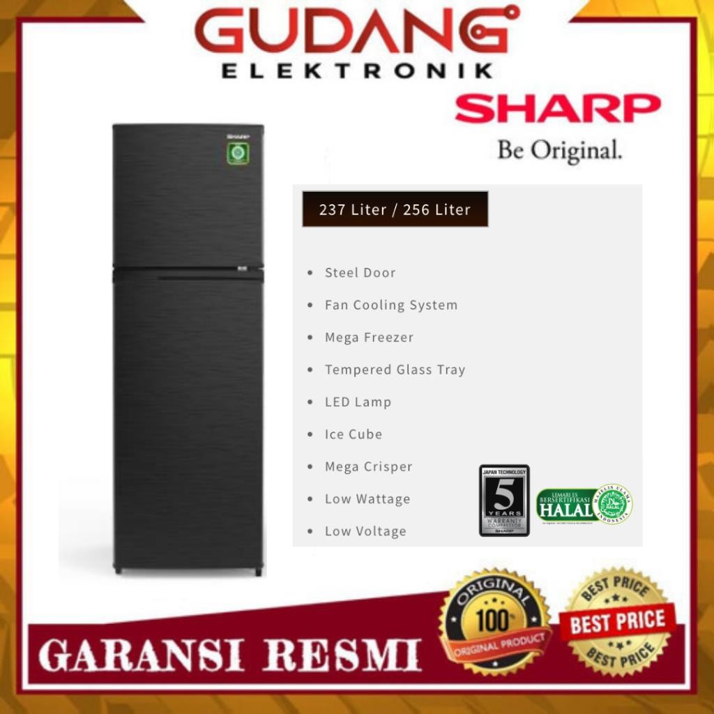 LEMARI ES 2 PINTU SHARP SJ-316MN HS KULKAS SHARP SJ 316 MN HS