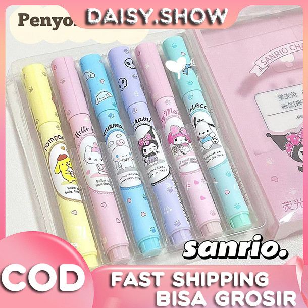 

6Pcs Stabilo Highlighter Penanda Sanrio Stabilo Pastel Warna Lucu Penanda Pewarna