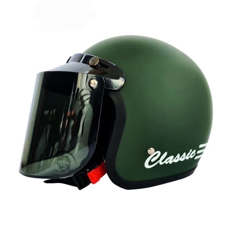 HELM BOGO CLASSIC POLOS WARNA HIJAU ARMY DOFF MATTE