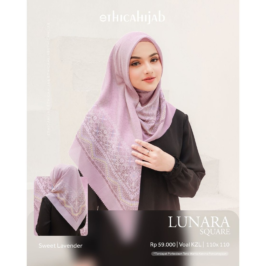 DeputriOutfit - Hijab Segiempat Motif Simple Voal Motif Lunara Scarf Premium By Ethica