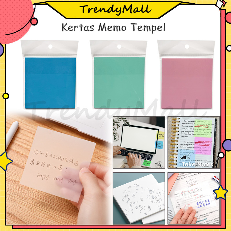 

Sticky Notes Transparan 50 lembar /Tahan Air Transparent Sticky Notes 76 x 76 /Transparan Sticky Notes Kertas Tempel Plastik Tahan Air Untuk Kantor