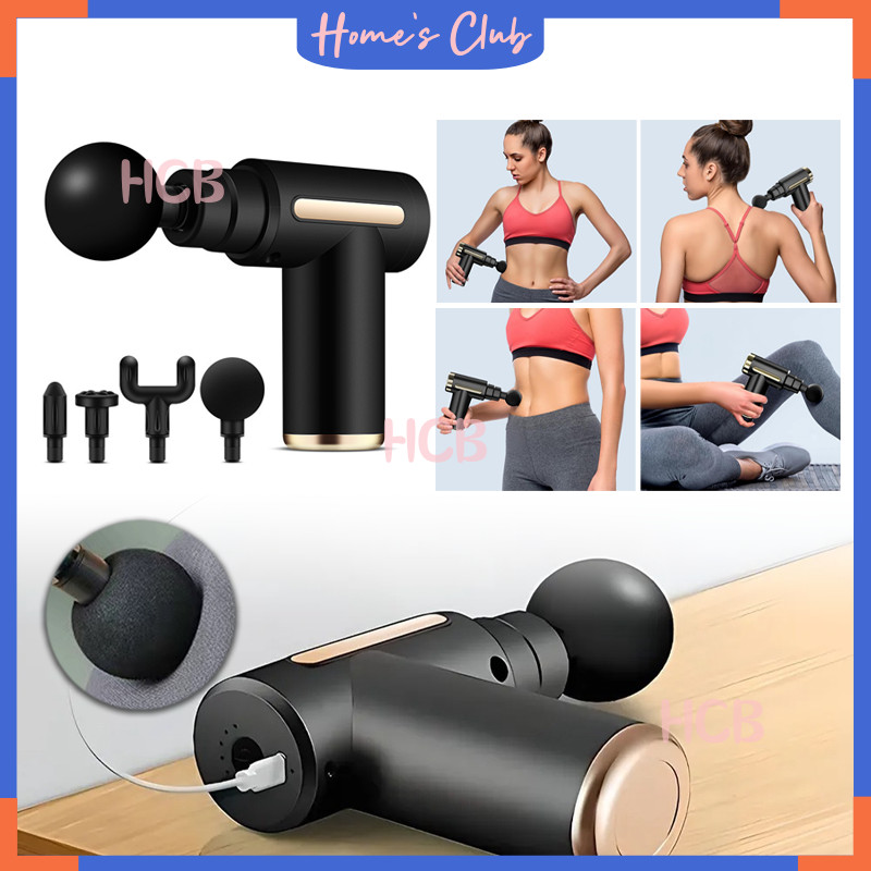 Elektrik Getar Massage Gun 4 In 1 / Massage Gun / Massage Gun Alat Pijat Getar