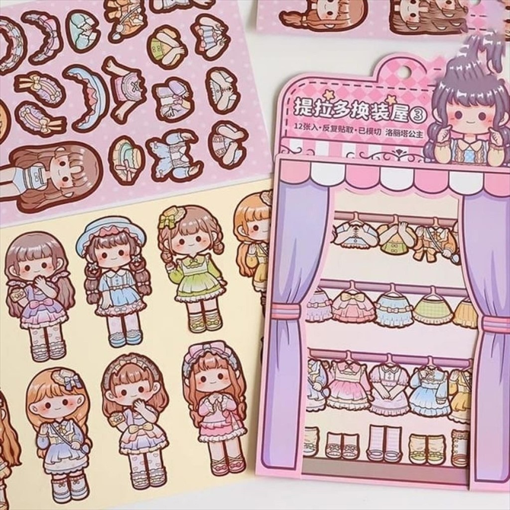 

(Girl) Sticker Stiker Bongkar Pasang Jurnal Scrapbook 2D Dress Up Karakter Girl Aesthetic Estetik Bagus Lucu Anak Perempuan Anti Air