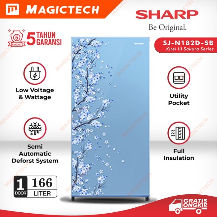 KULKAS SHARP 1 PINTU SJ-N182D-SB / SJ-N182 / SJ-182 166L - BIRU
