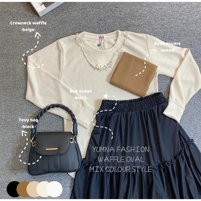 KAOS WAFFLE OVAL LENGAN PANJANG / ATASAN WANITA WAFLE UNIQLO SEMI TUNIK