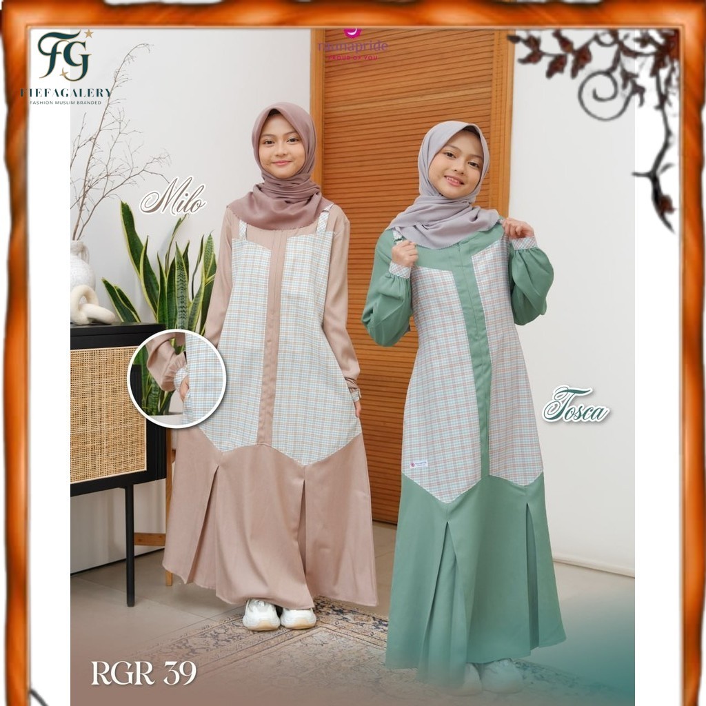 (Fg)RAUNA Terbaru/ Gsmis Anak Kekinian Rgr-39 Dress Muslim Katun By Rauna /Raunapride/Gamis Katun Re