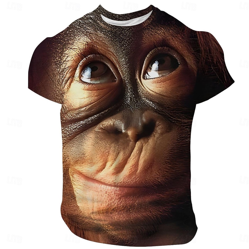 Funny 3D Gorilla Print T Shirt For Men Fashion Animal Pattern Short Sleeve Tee Casual O-neck Loose T