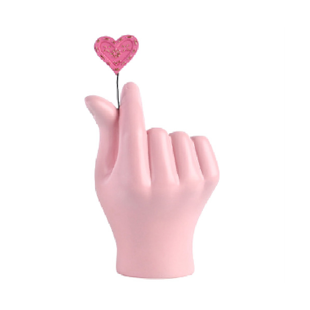 

Love Gesture Single Hand Statue Pink Decorations, Modern Art Resin Sculpture Home Accents for Living Room, Desktop