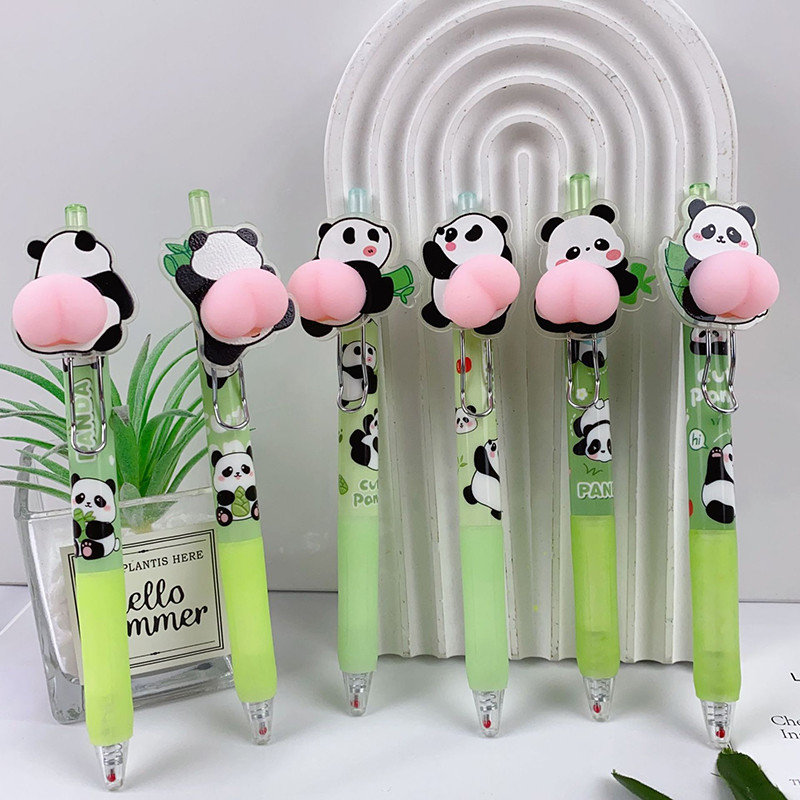 

2pcs Kawaii Panda Gel Pens 0.5mm Soft Butt Neutral Pens for Writing Korean Stationery Press Pens Office School Supplies