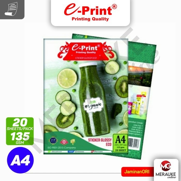 

Kertas Foto E-Print Sticker Glossy ECO A4 135gsm 20s