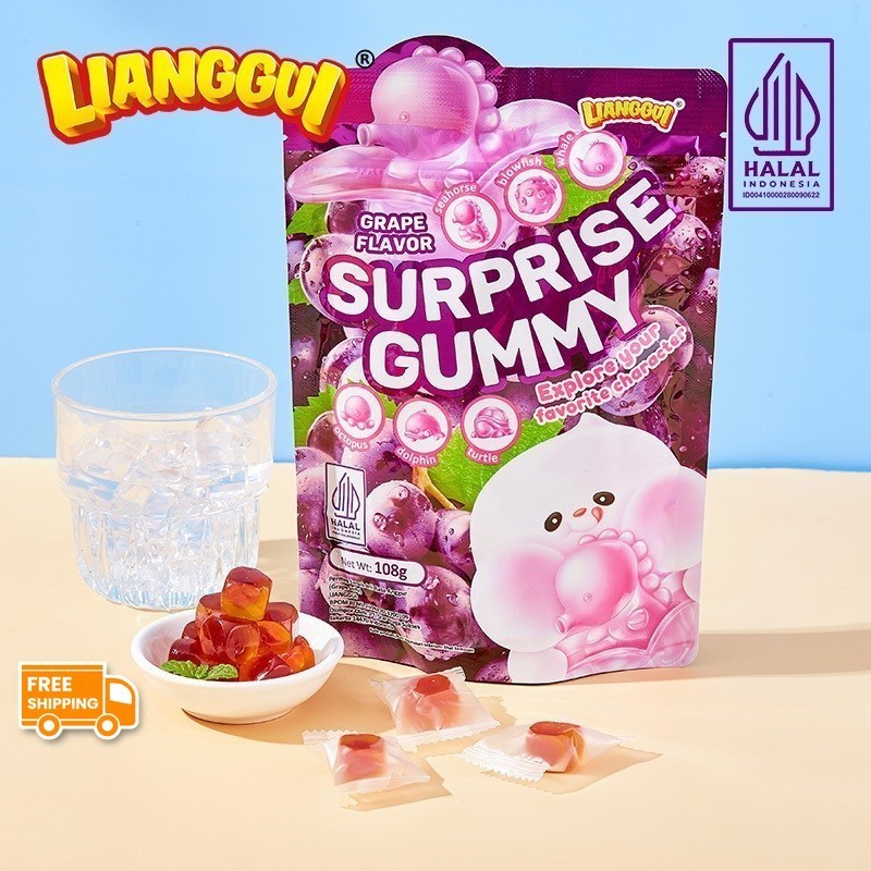 

[Makanan manis halal] LIANGGUI HALAL Mango Flavoured Candy Grape and Strawberry Fudge Mangga Anggur Jelly | Jelly Varian Rasa Permen yang enakSuprise Candy 3 Varian Rasa | Permen Buah Rasa ( Mangga , Anggur dan Strawberry )