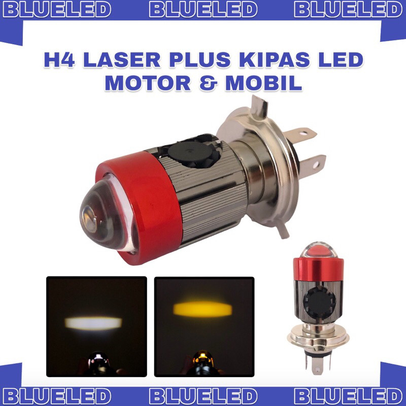 Lampu Utama LED Motor/Mobil Soket 3 kaki Plus Kipas High Low 2 Warna