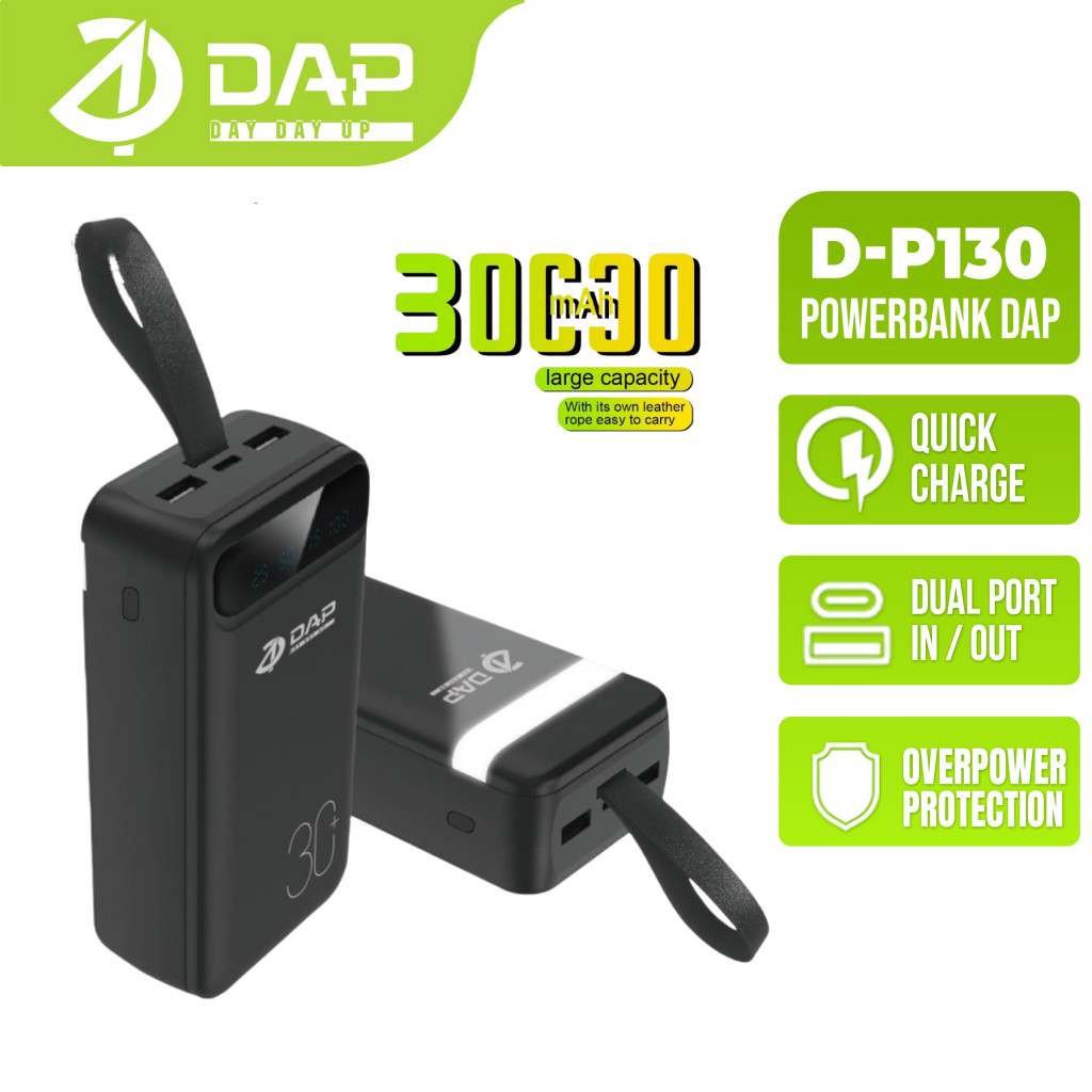DAP  PowerBank 30.000mAh D-P130 2.4A Dual Input Port Type C & Micro USB Fast Charging
