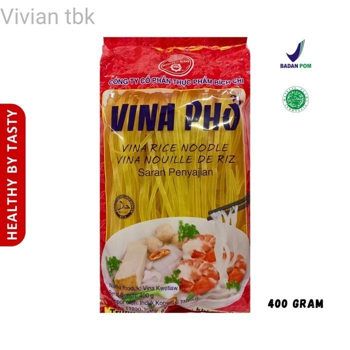 

vv Vina Pho Rice Noodle Vietnam Kwetiaw Vietnam 400gr halal Bich Chi Food - Putih