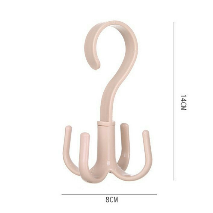 Gantungan 4 Kait Serbaguna Putar 360 Derajat Hanger Sepatu Tas Topi Dasi warna acak