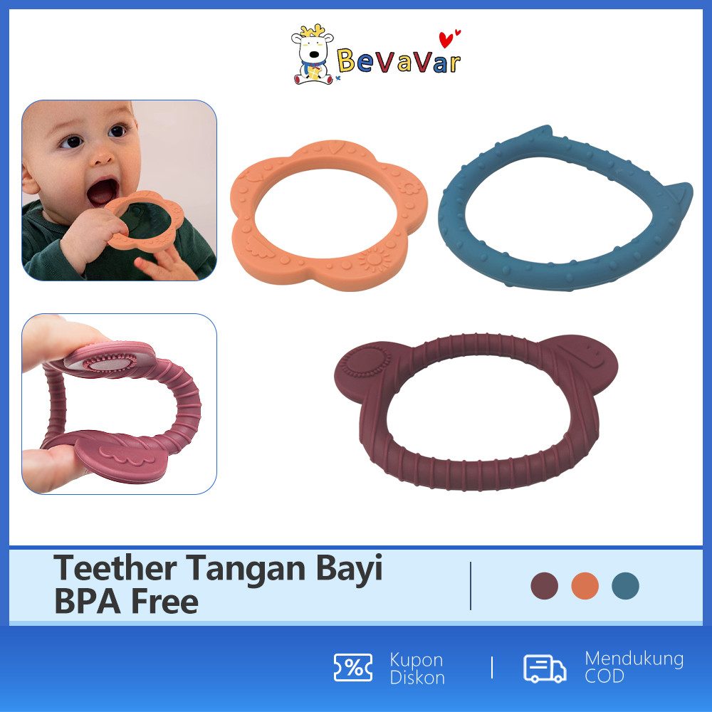 BEVAVAR Mainan Bayi 3 Bulan Teether Tangan Bayi  Teether Gelang Gigitan Bayi Silikon BPA Free