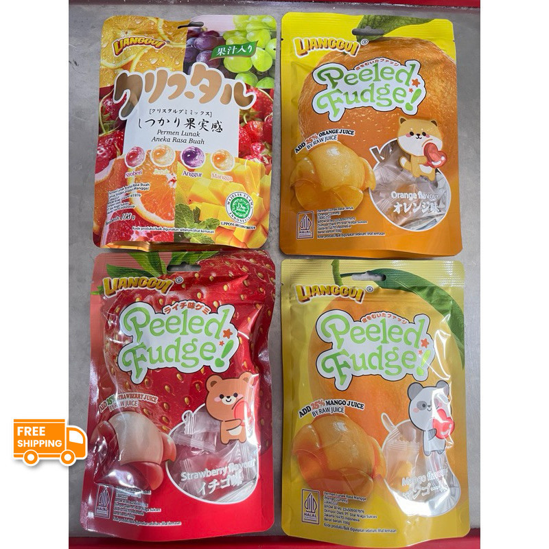

[Permen buah jelly kupas] [Mendukung COD]Lianggui HALAL Peeled Fudge 108g Permen Lunak Rasa Jeruk Strawbery Mangga Permen Buah Jelly Kupas 3 Varian Rasa