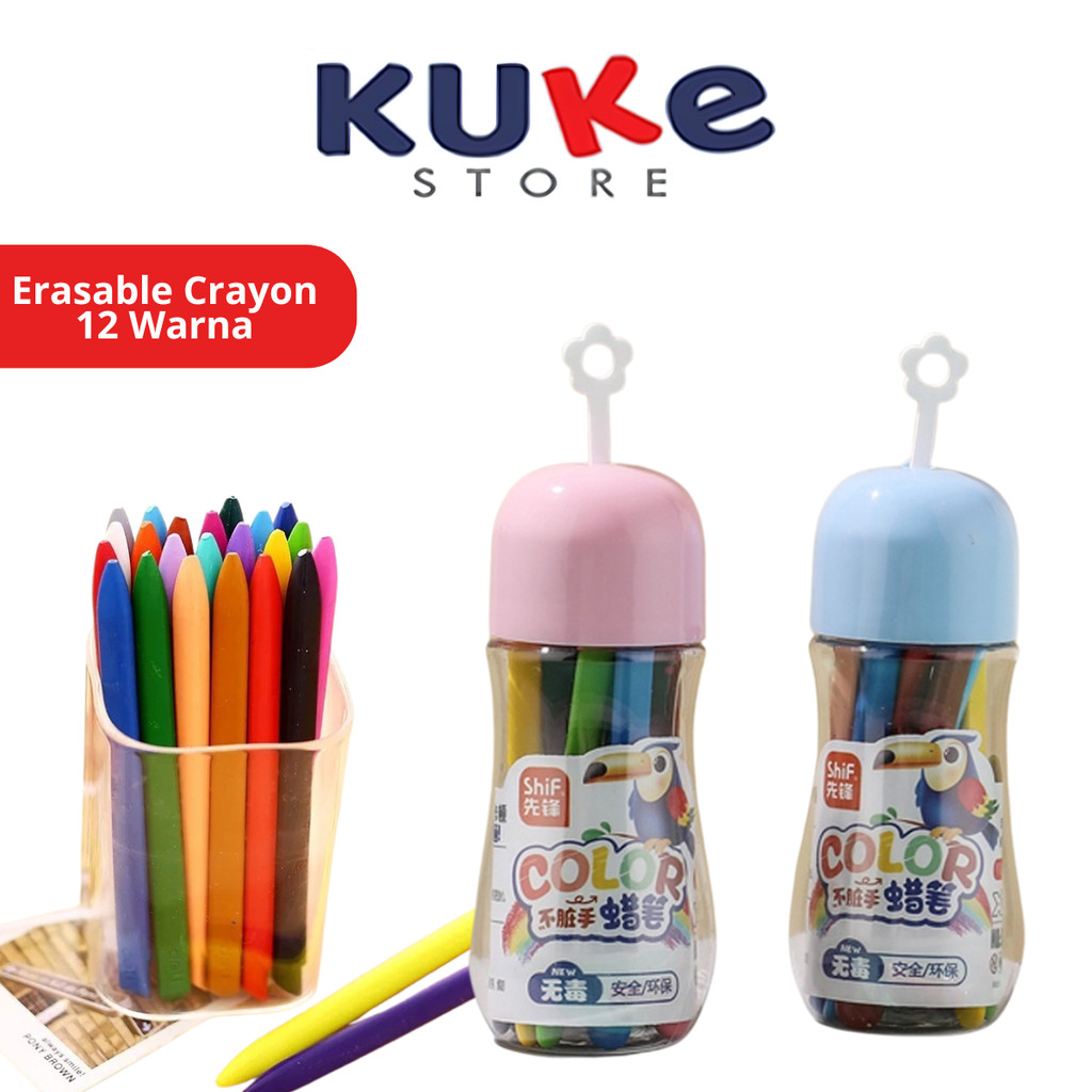 

Erasable Crayon 12 Warna - Krayon Bisa Dihapus Peralatan Menggambar Mewarnai Set 12Pcs Color Crayons Kemasan Tabung Bergambar Lucu / Alat Tulis Seni Lukis Perlengkapan Sekolah Edukasi Anak Bermain Belajar Hadiah Kado Ulang Tahun Goody Bag SD PAUD TK